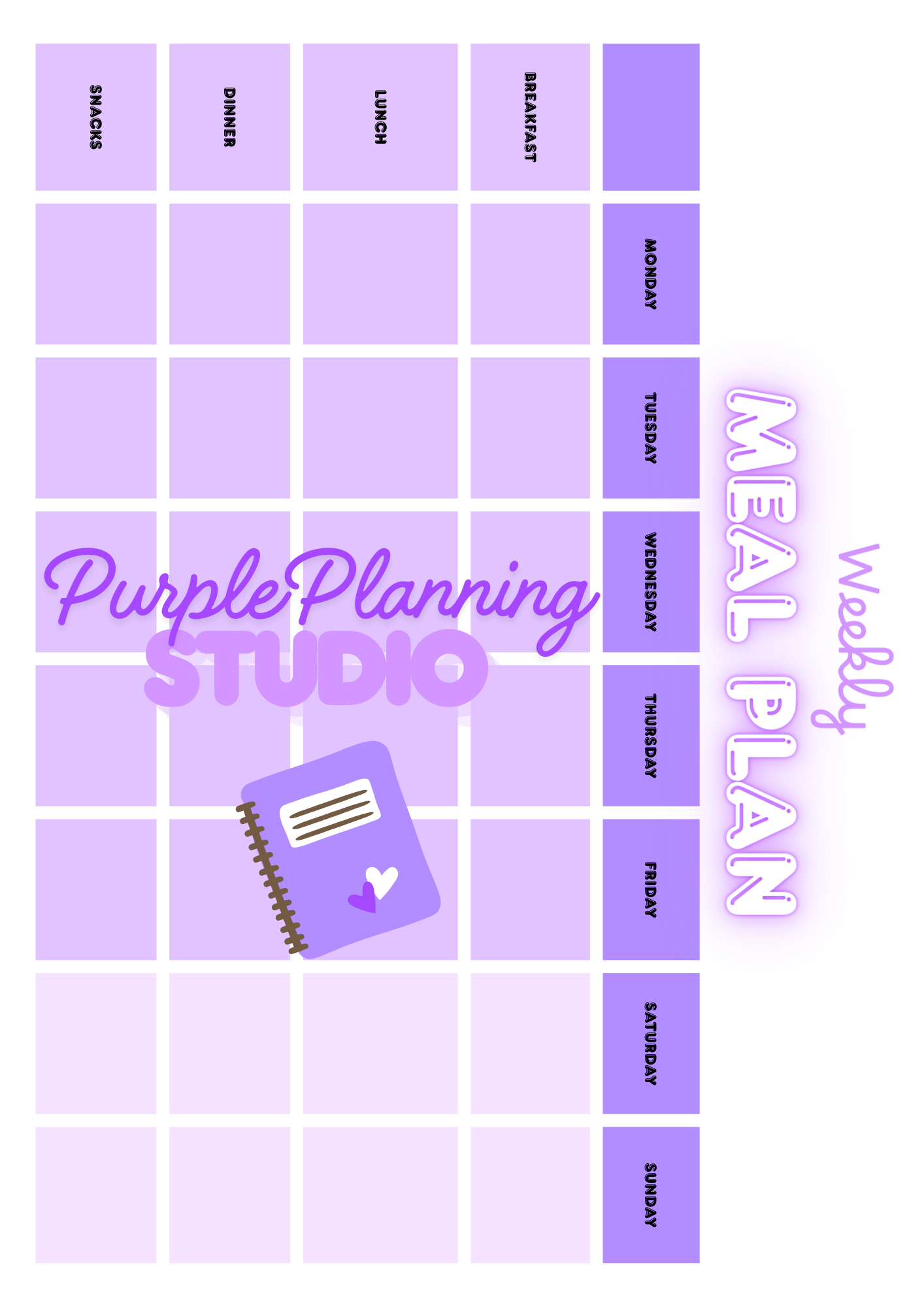 Digital Weekly Meal Planner